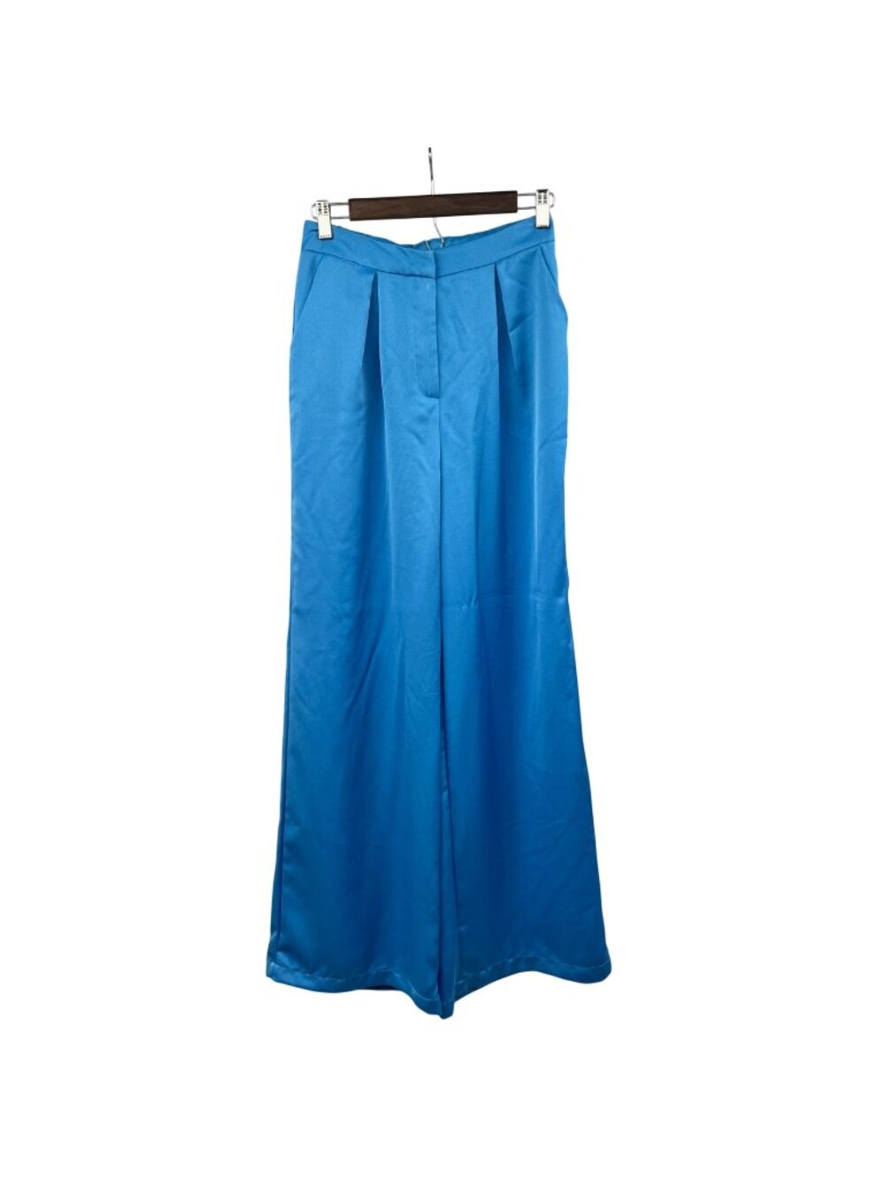 a. peach Womens Wide Leg Dress Pants Turquoise Blue Pleated Front Medium